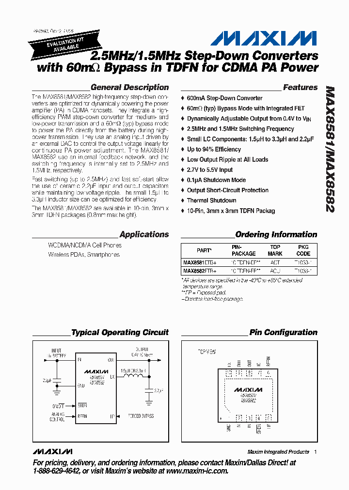 MAX8582ETB_668355.PDF Datasheet