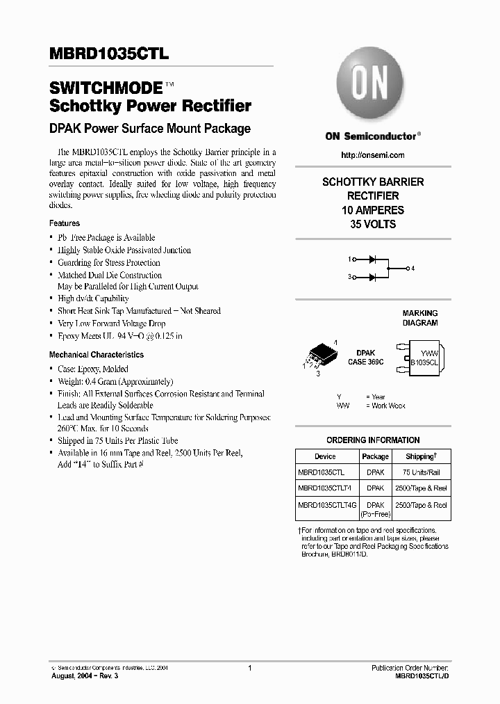 MBRD1035CTL_933704.PDF Datasheet