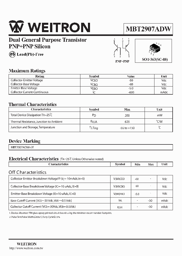 MBT2907ADW_659326.PDF Datasheet