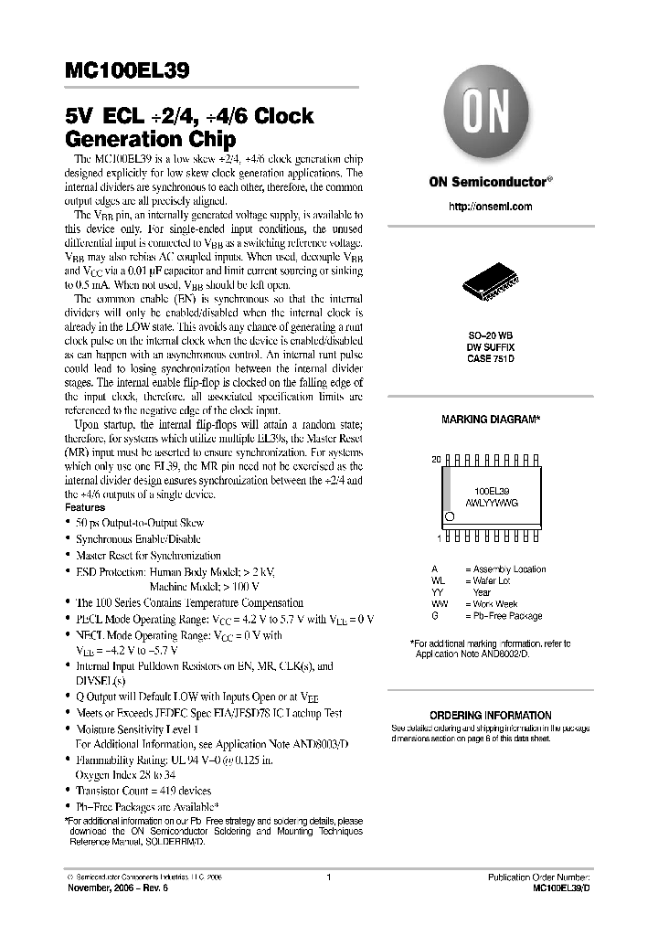 MC100EL39DW_750490.PDF Datasheet