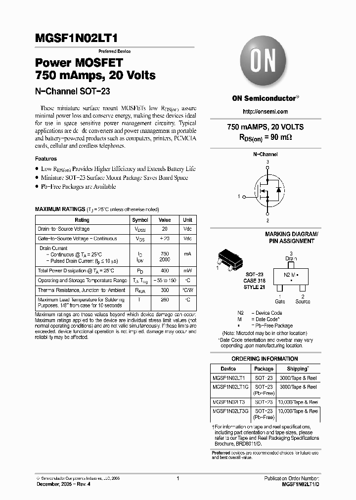 MGSF1N02LT105_742521.PDF Datasheet