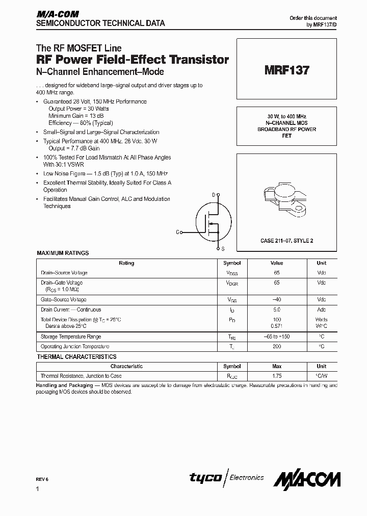 MRF137_849980.PDF Datasheet