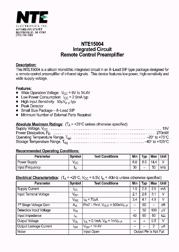 NTE15004_806638.PDF Datasheet