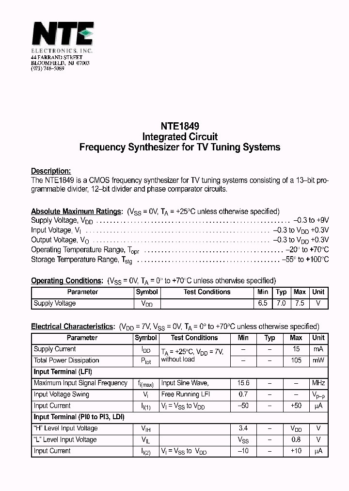 NTE1849_839404.PDF Datasheet