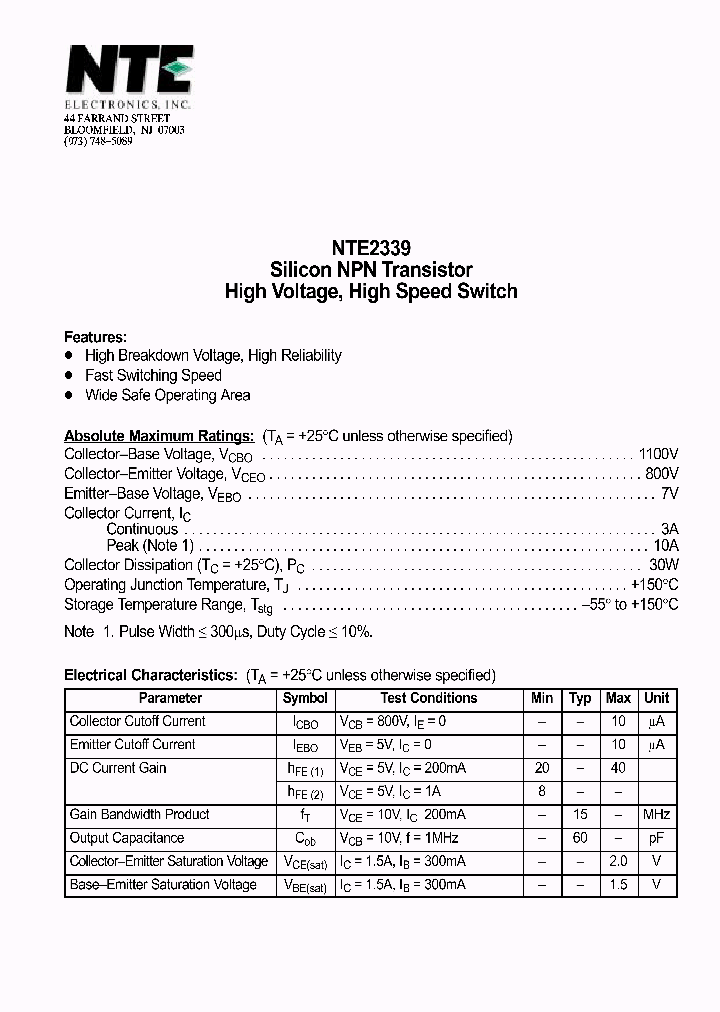 NTE2339_949470.PDF Datasheet
