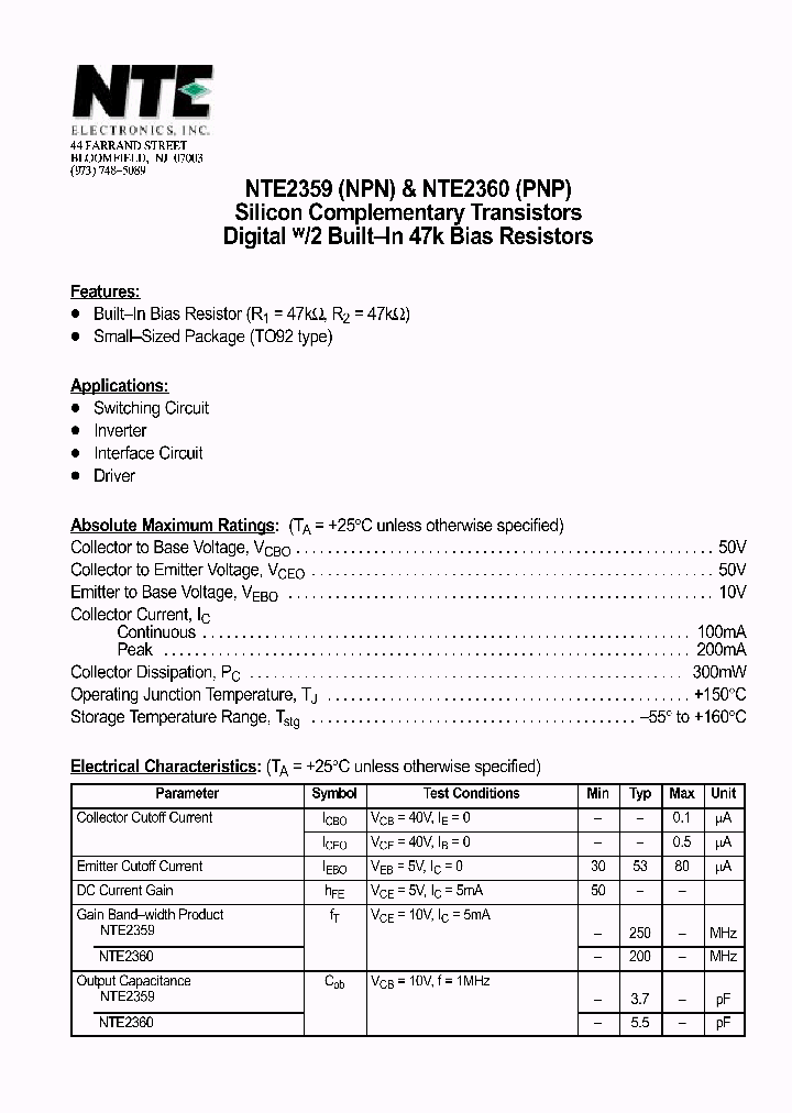 NTE2359_949485.PDF Datasheet