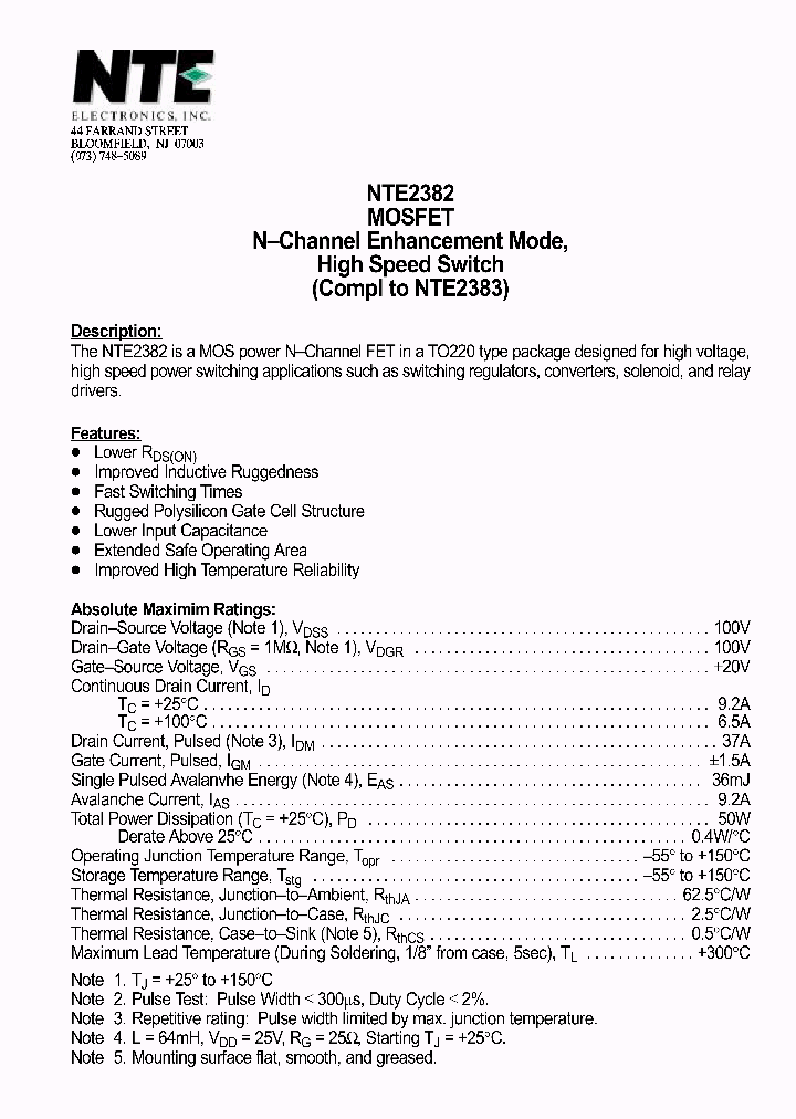 NTE2382_809369.PDF Datasheet