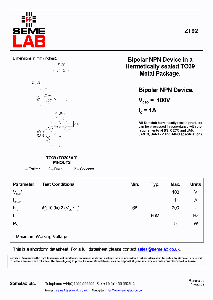 SFZT92_946511.PDF Datasheet