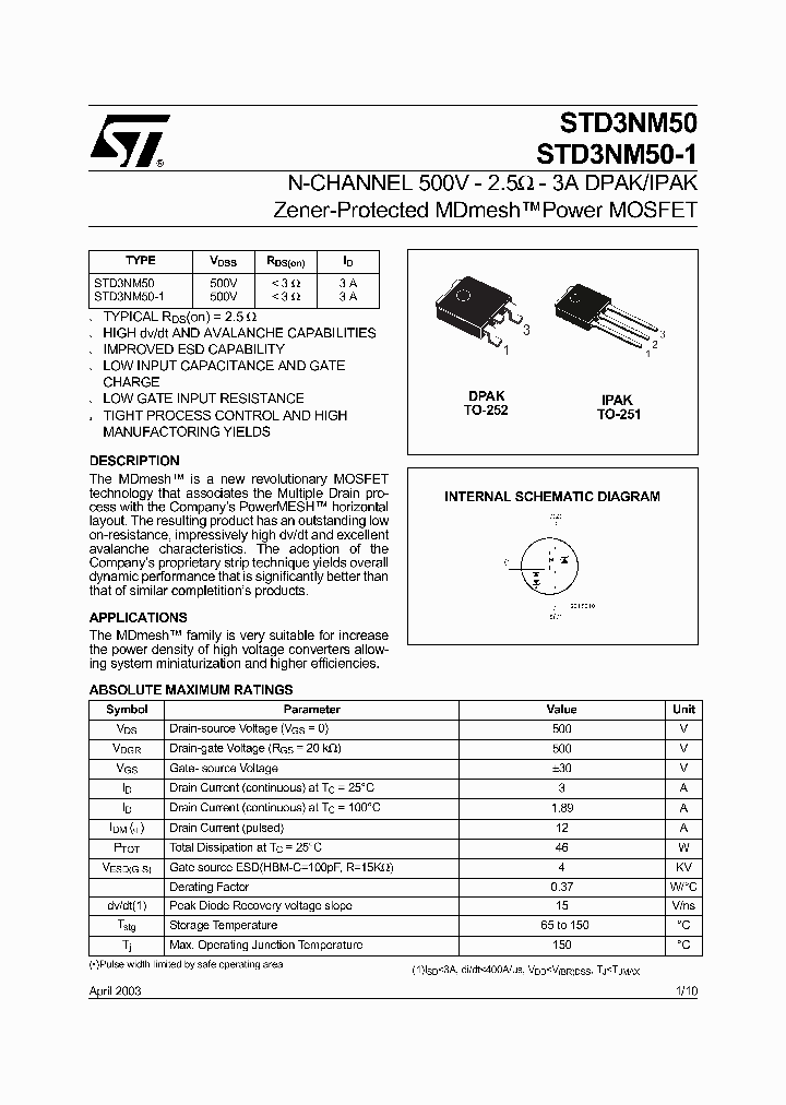 STD3NM50_1008489.PDF Datasheet