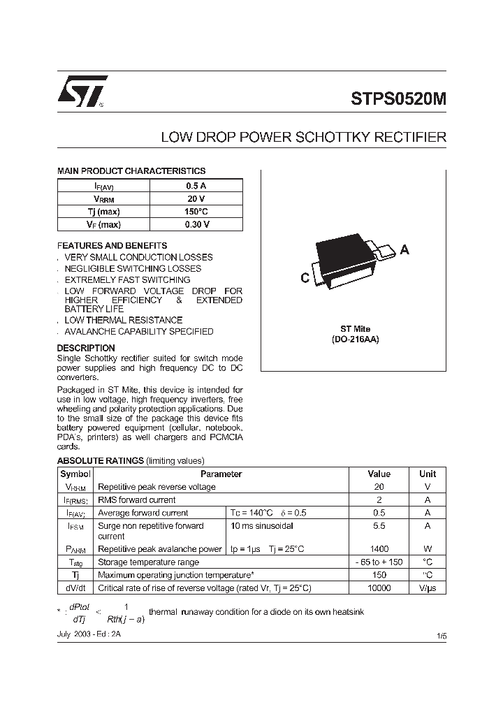STPS0520M_829685.PDF Datasheet