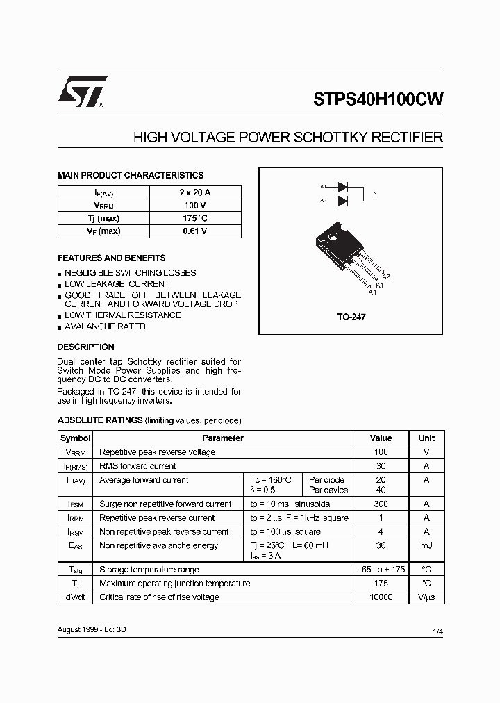 STPS40H100CW_935372.PDF Datasheet