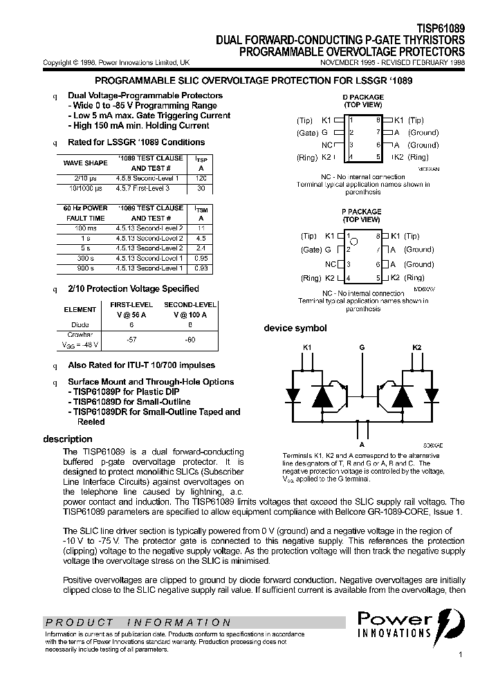 TISP61089_821301.PDF Datasheet