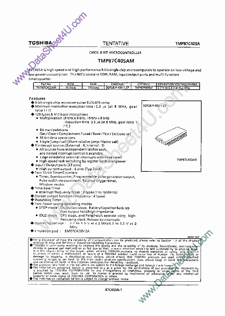 TMP87C405AM_868908.PDF Datasheet