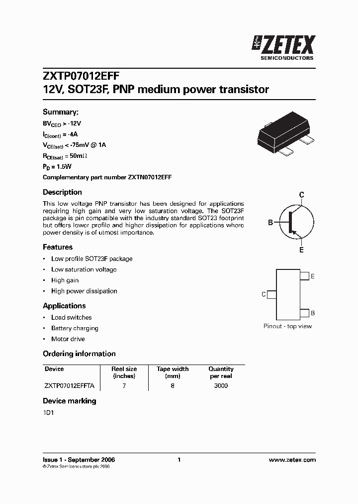 ZXTP07012EFF_928581.PDF Datasheet