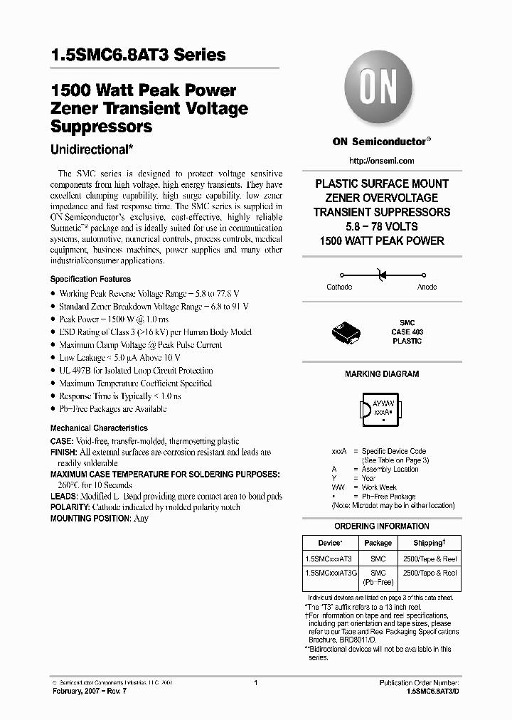 15SMC91AT3G_1190320.PDF Datasheet
