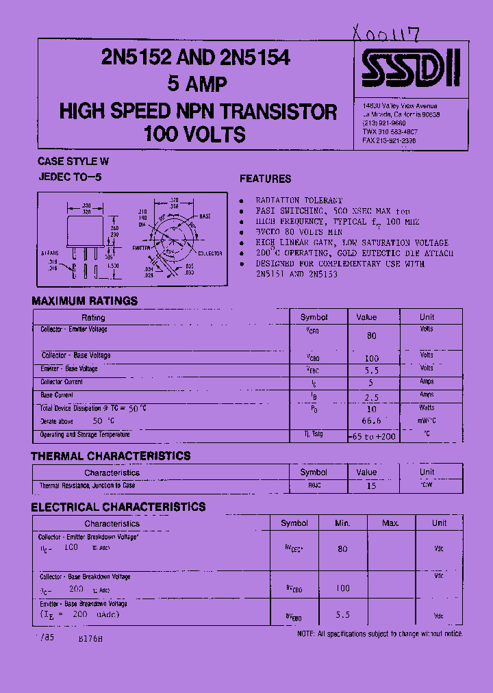 2N5152_1085225.PDF Datasheet