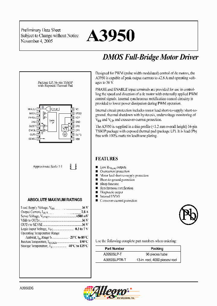 A3950SLPTR-T_1118709.PDF Datasheet