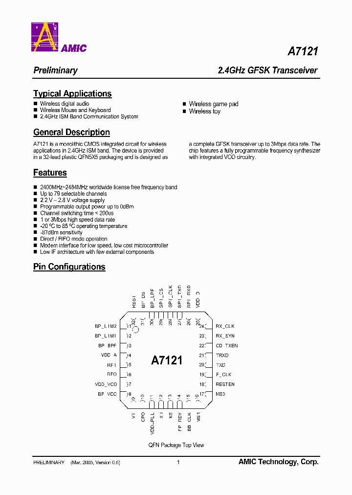 A7121_1204750.PDF Datasheet