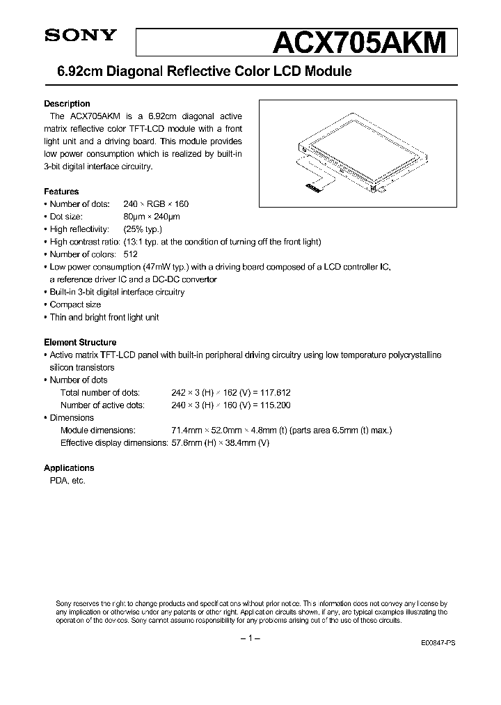 ACX705AKM_1205737.PDF Datasheet