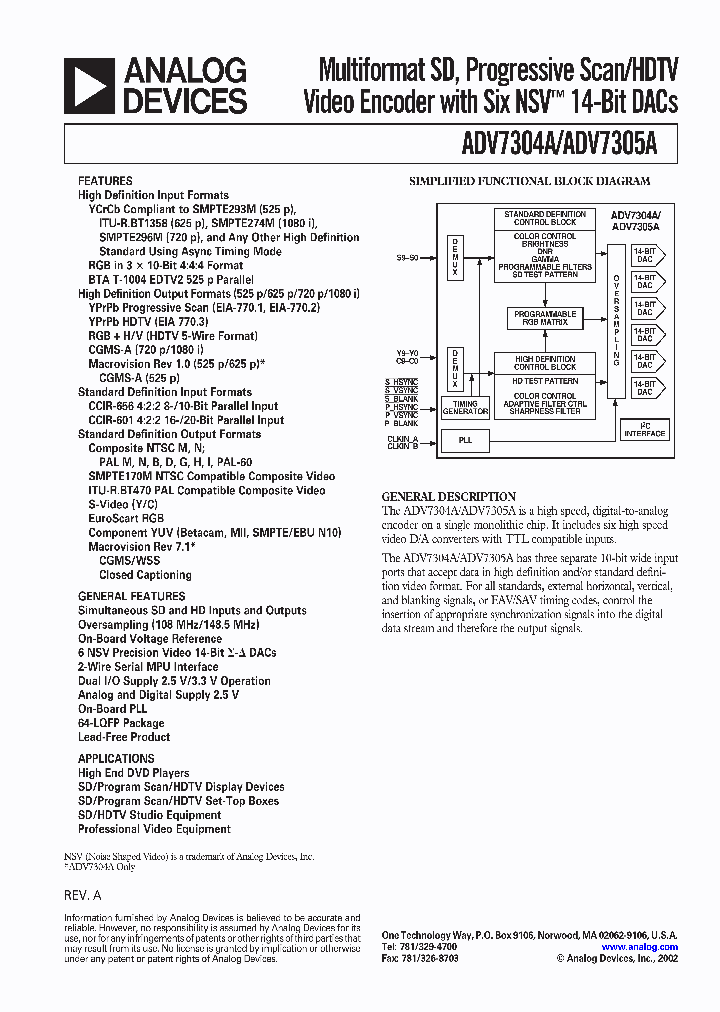 ADV7305AKST_1207957.PDF Datasheet