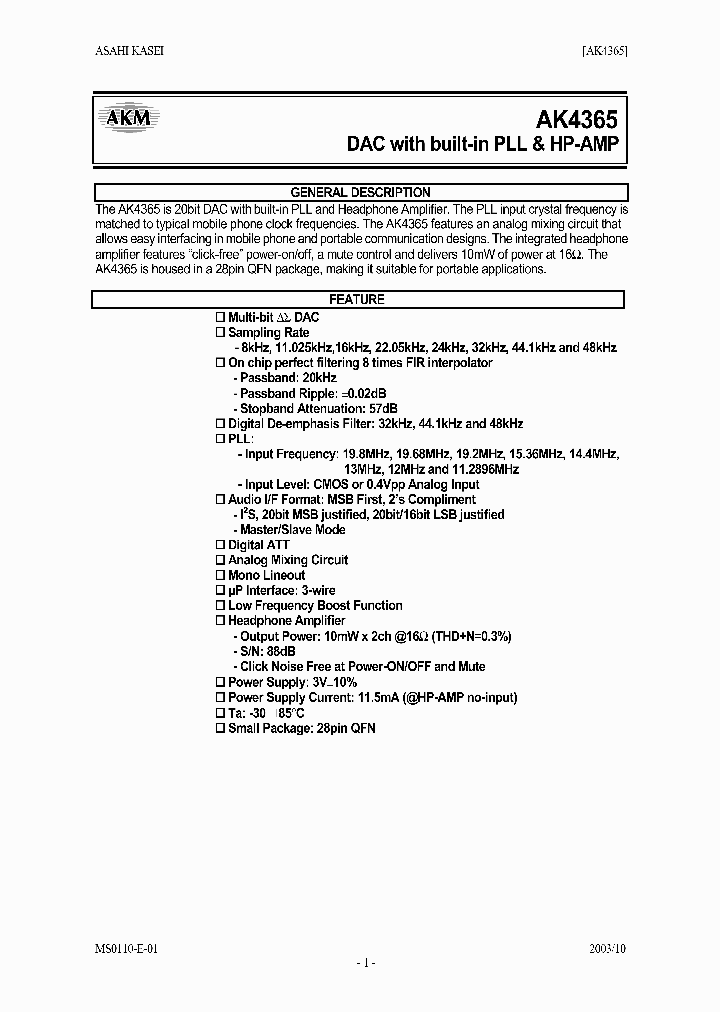AKD4365_1208614.PDF Datasheet