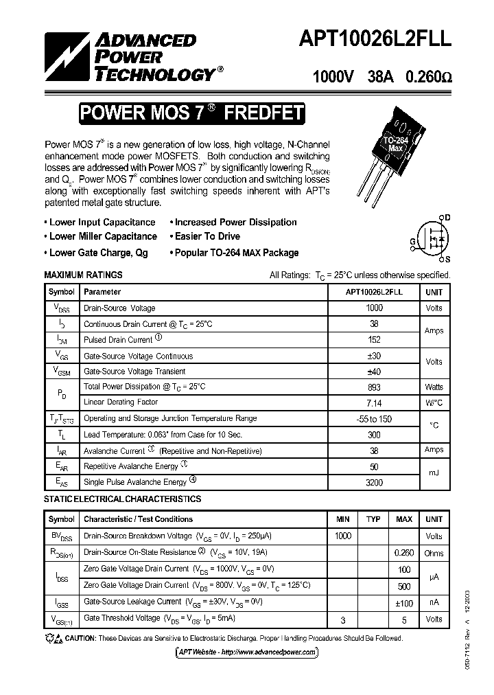 APT10026L2FLL03_1211231.PDF Datasheet