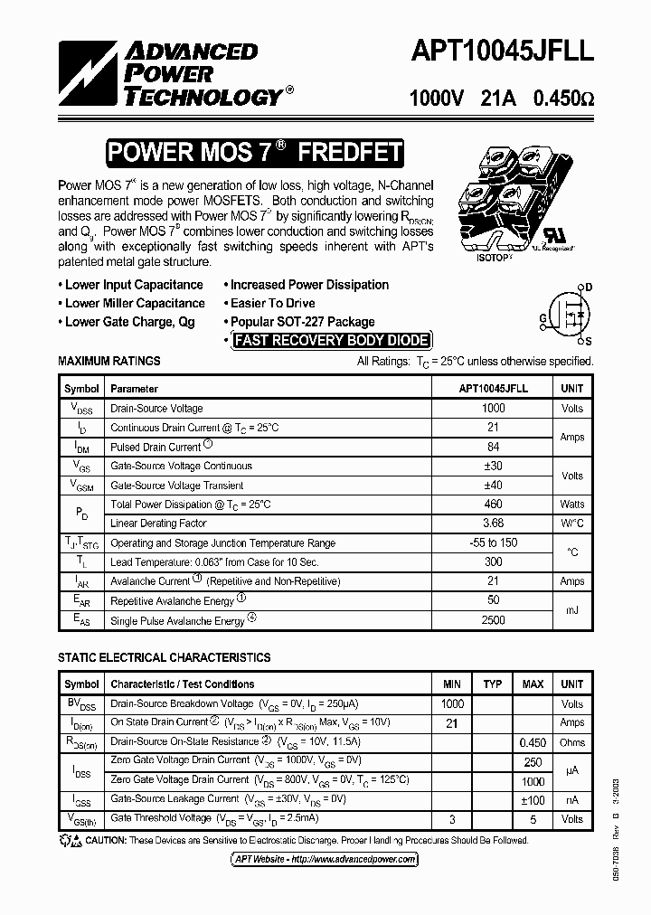 APT10045JFLL03_1211258.PDF Datasheet