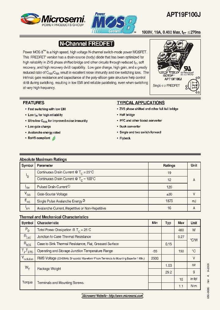 APT19F100J_1211416.PDF Datasheet