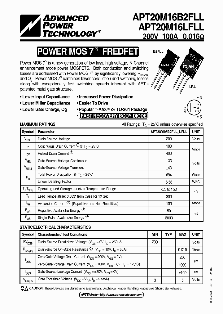 APT20M16LFLL_1211449.PDF Datasheet