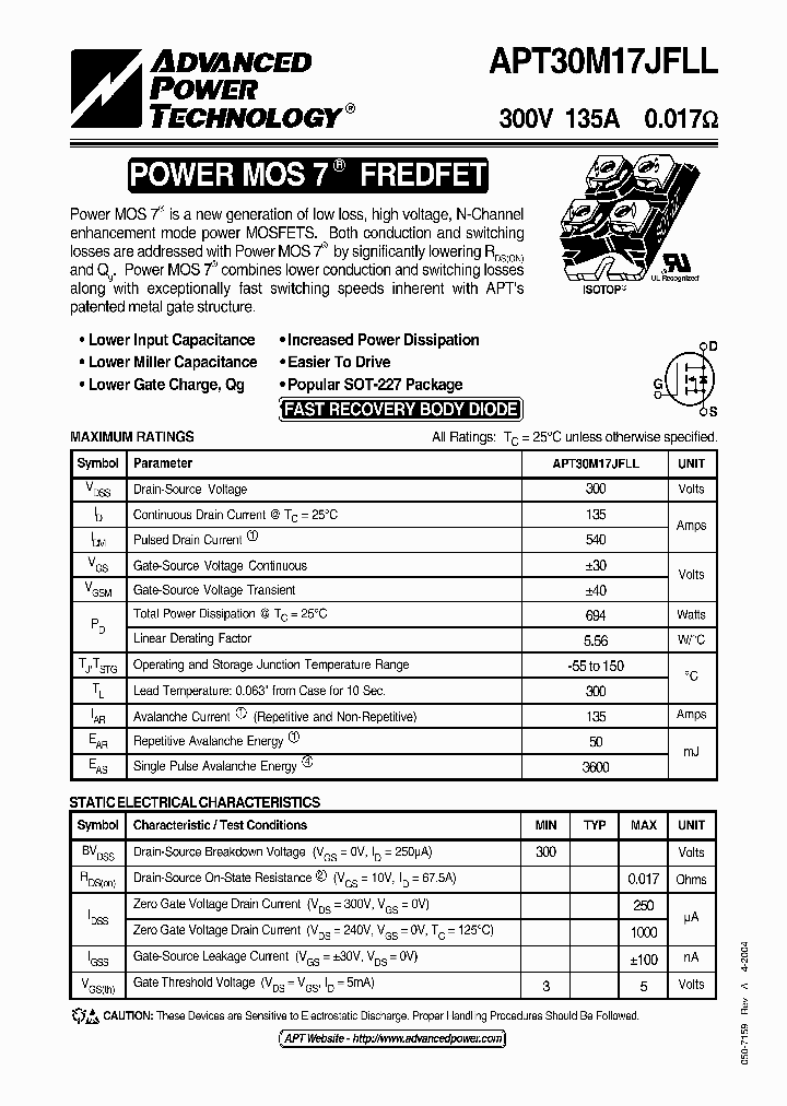 APT30M17JFLL_1211575.PDF Datasheet