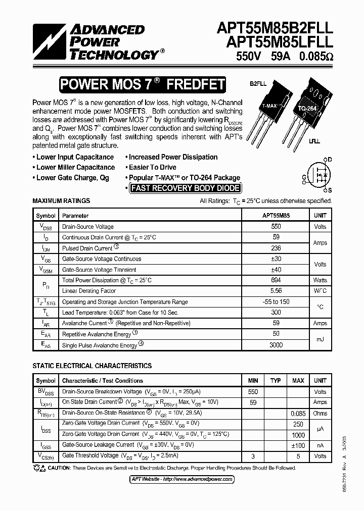 APT55M85LFLL_1211799.PDF Datasheet