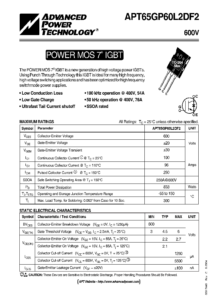 APT65GP60L2DF2_1169121.PDF Datasheet