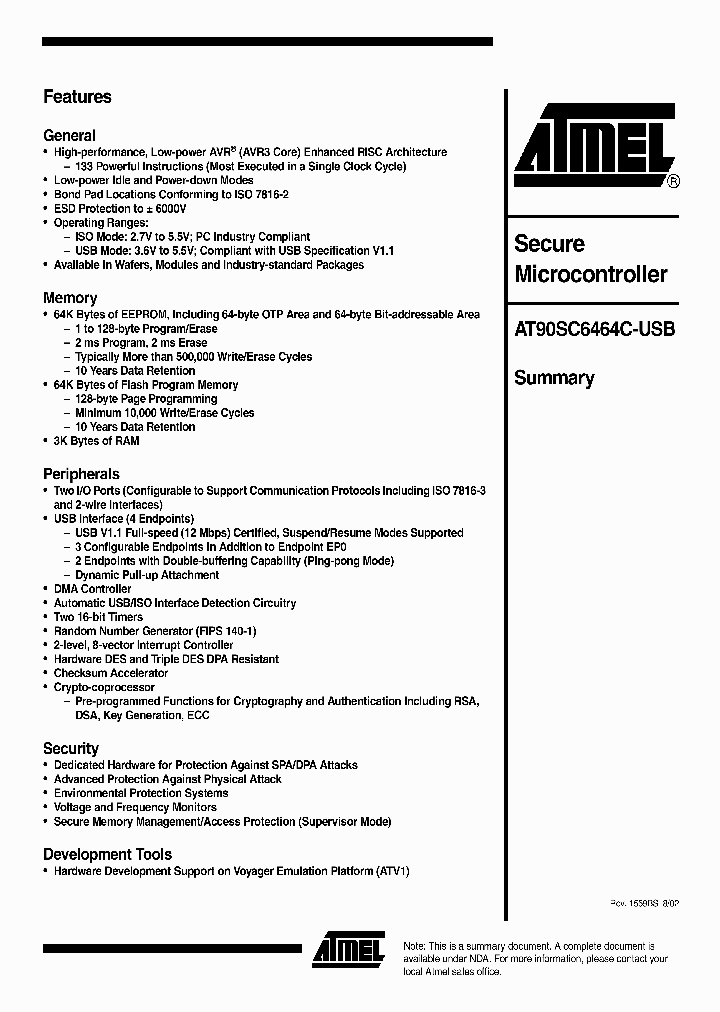 AT90SC6464C-USB_1214326.PDF Datasheet
