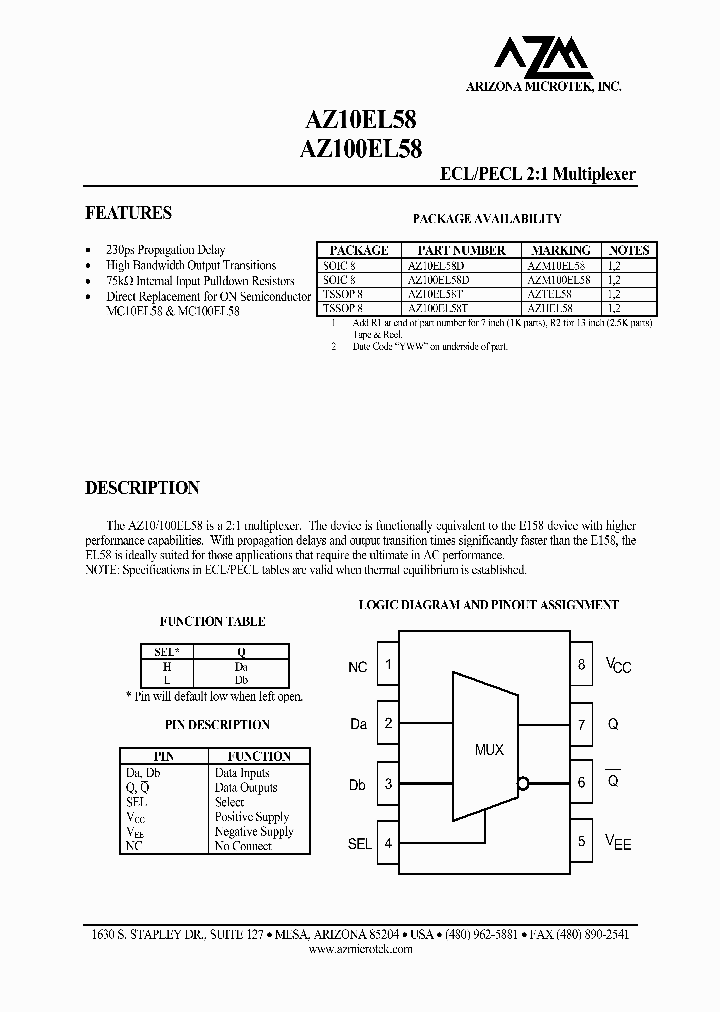 AZ100EL58D_1142335.PDF Datasheet