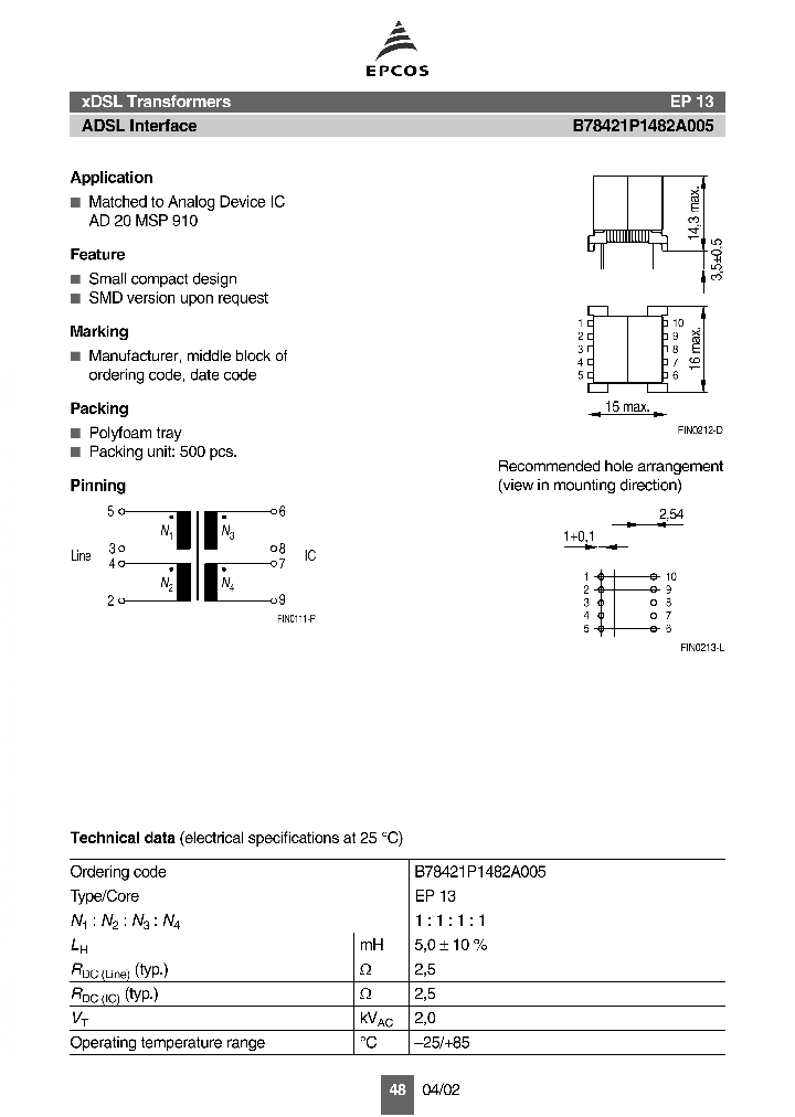 B78421P1482A005_1216360.PDF Datasheet