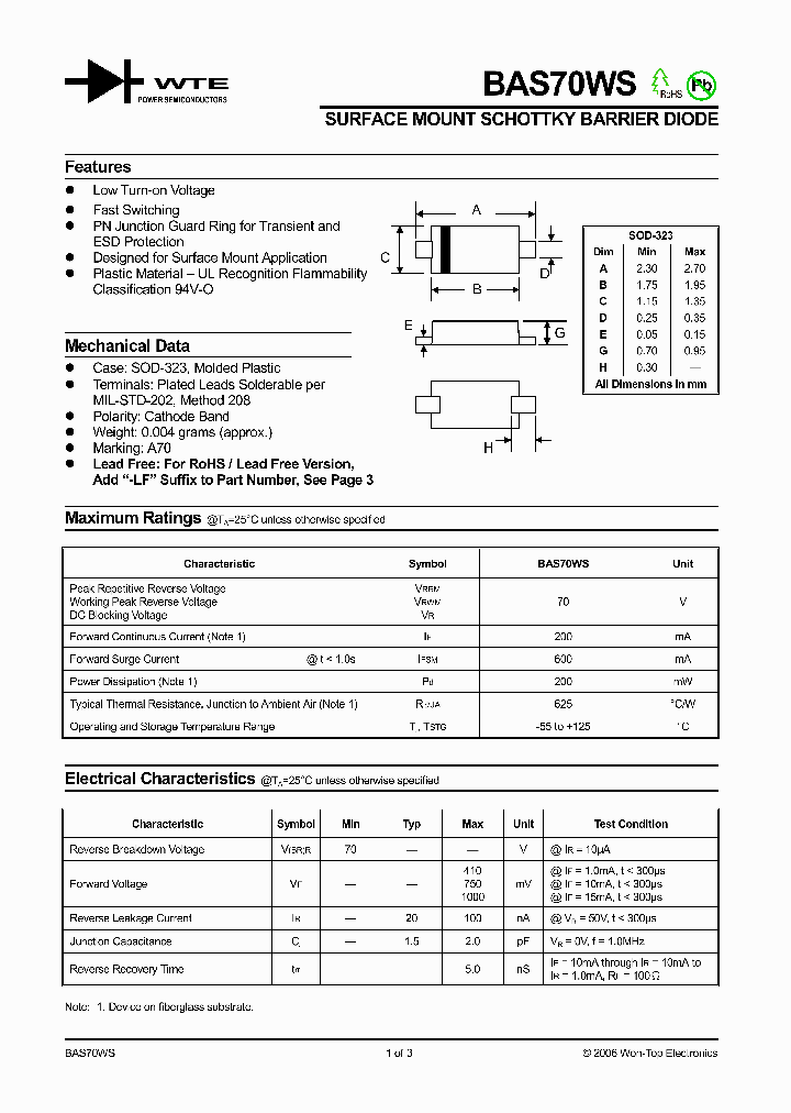BAS70WS-T1_1217290.PDF Datasheet