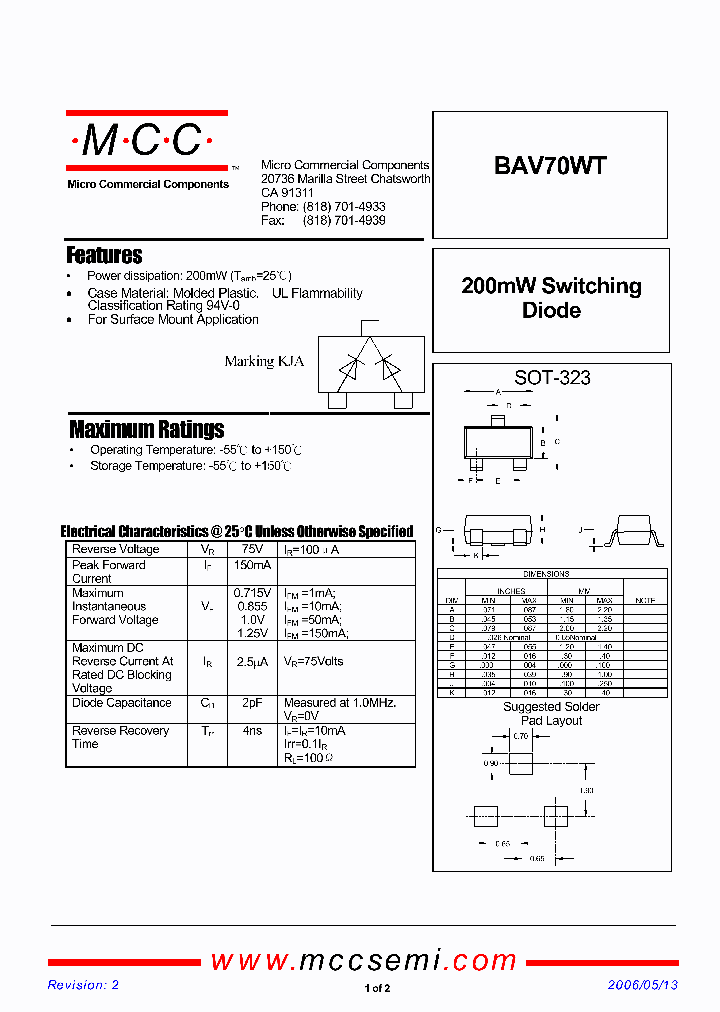 BAV70WT_1217551.PDF Datasheet