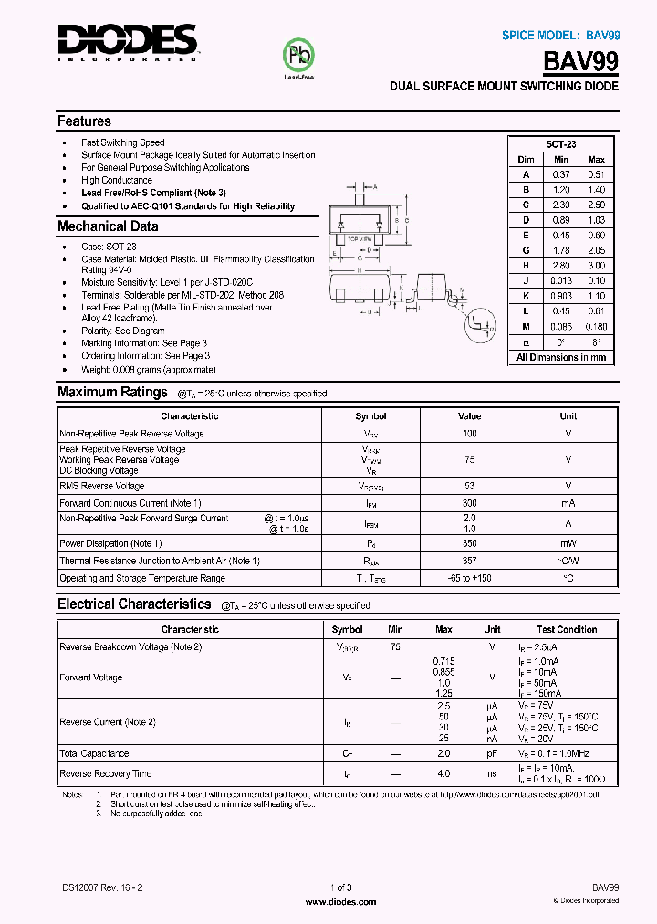 BAV99_1217562.PDF Datasheet