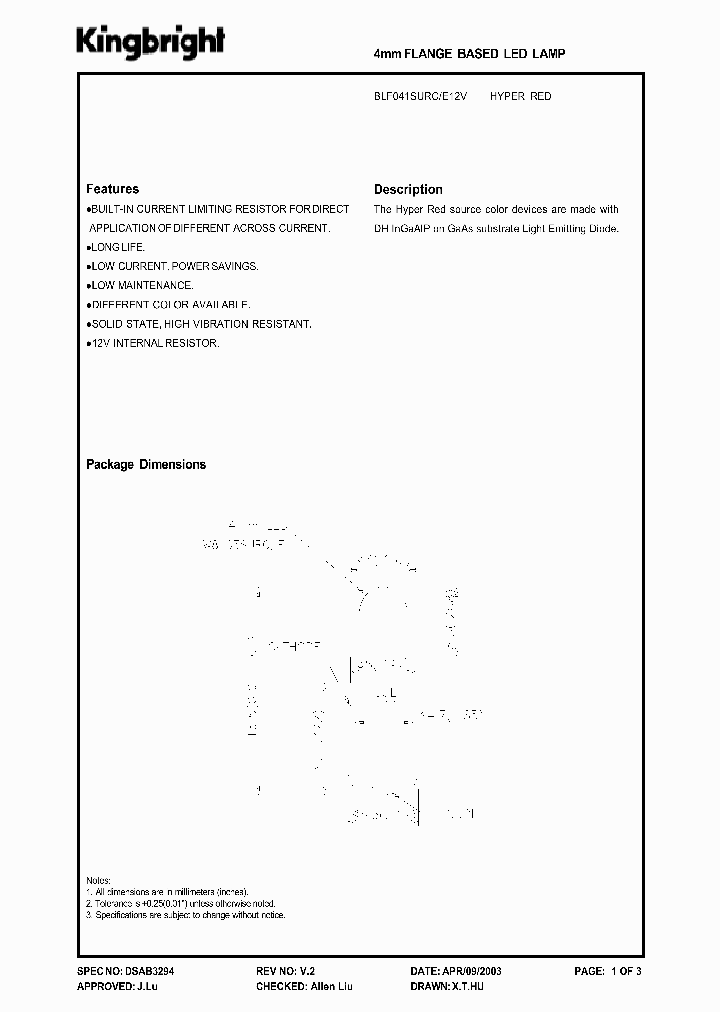 BLF041SURCE12V_1219663.PDF Datasheet