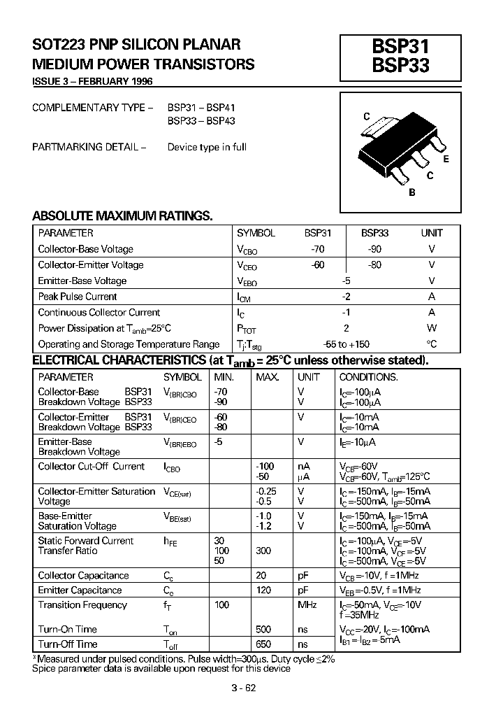 BSP31_1119240.PDF Datasheet