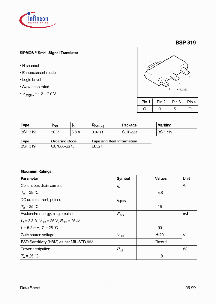 BSP319_1220733.PDF Datasheet