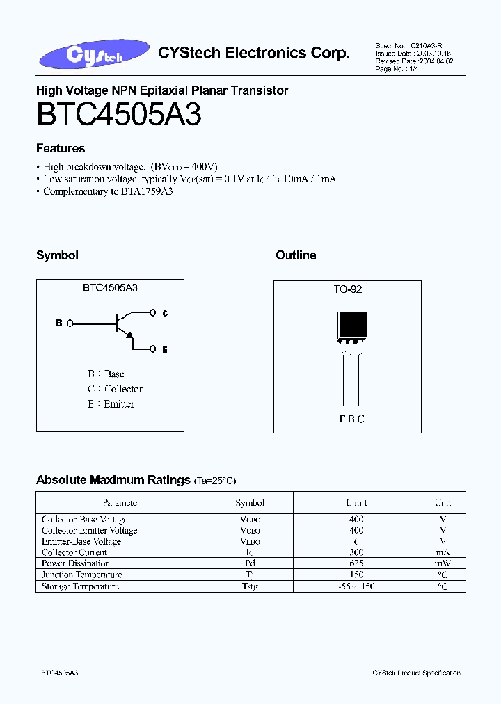BTC4505A3_1221189.PDF Datasheet