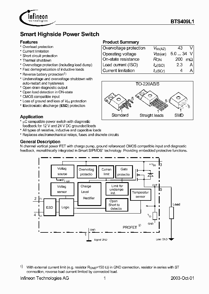 BTS409L1_1221410.PDF Datasheet