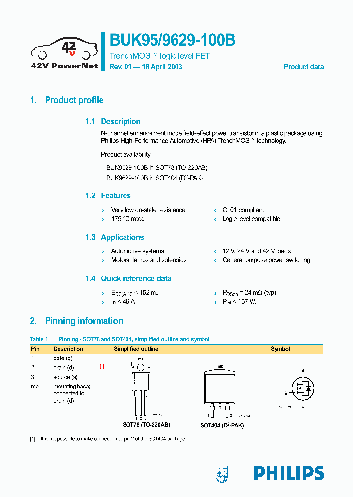 BUK9629-100B_1222078.PDF Datasheet
