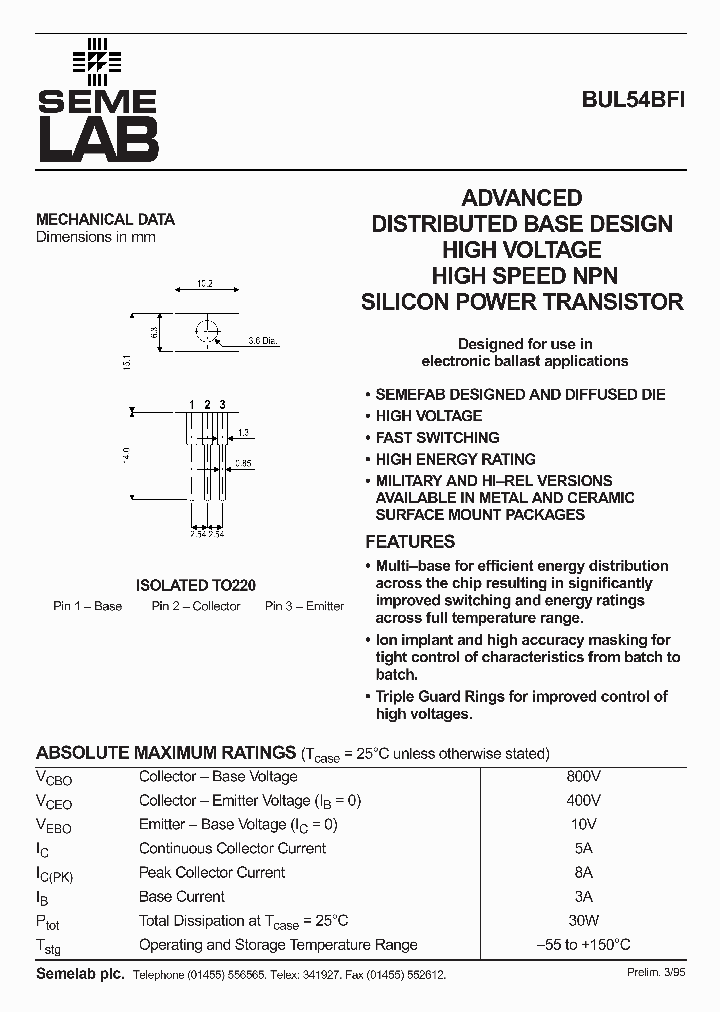 BUL54BFI_1222156.PDF Datasheet