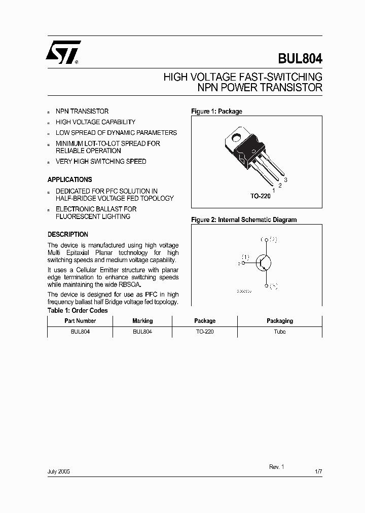 BUL804_1222188.PDF Datasheet