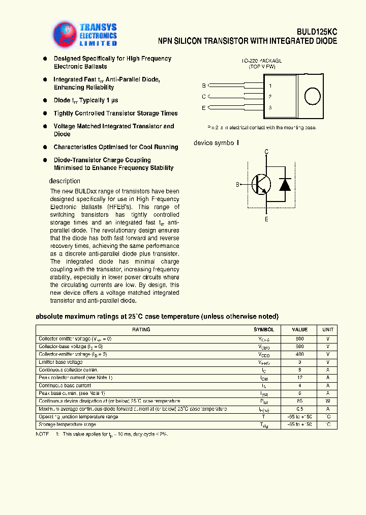 BULD125KC_1222209.PDF Datasheet
