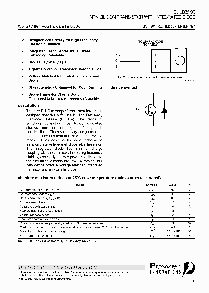 BULD85KC_1222213.PDF Datasheet