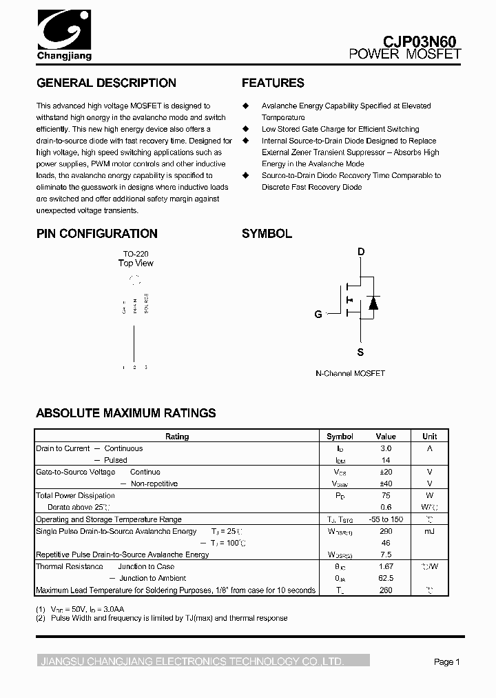 CJP03N60_1226335.PDF Datasheet