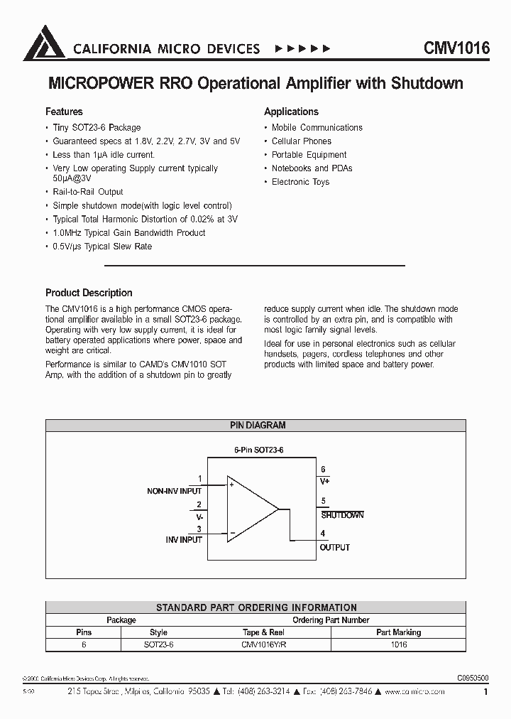 CMV1016YR_1227574.PDF Datasheet